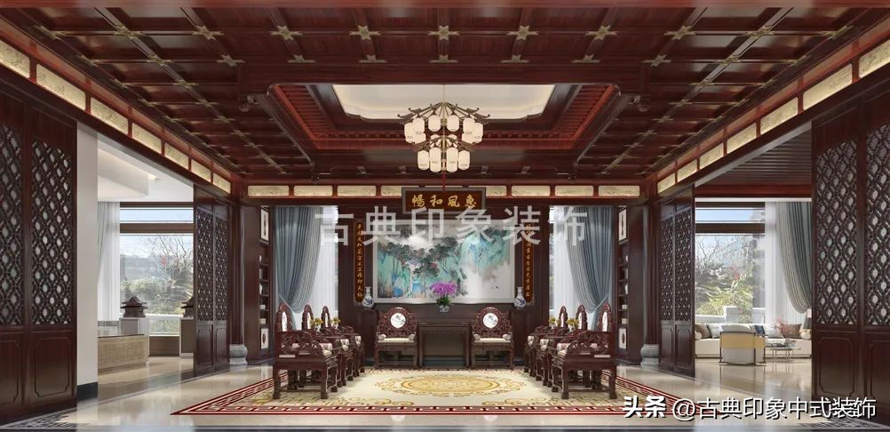 江南风格室内装修设计会所,中式园林会所效果图