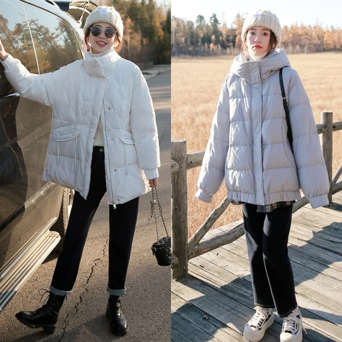 中年妈妈冬季宽松羽绒服搭配裙子,短款羽绒服搭配什么样的裙子好看