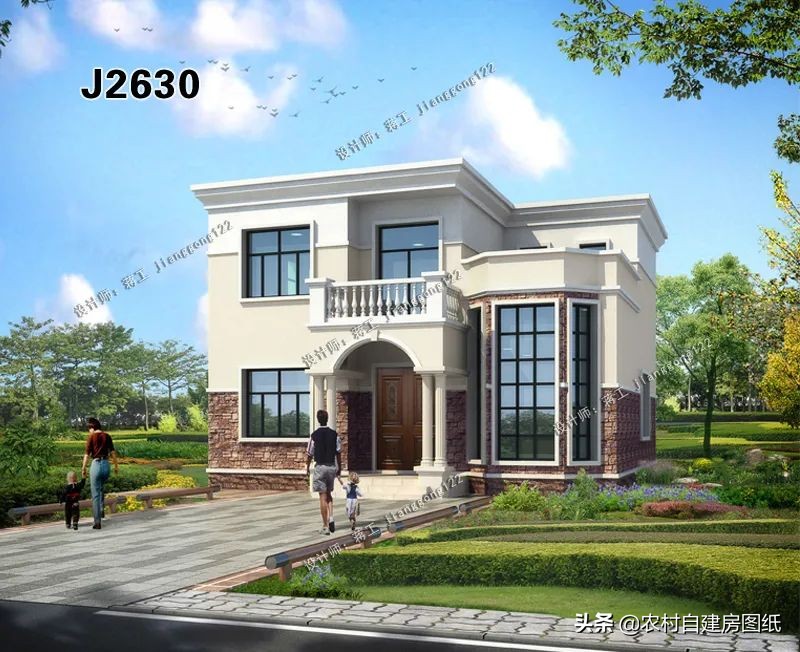 一层斜坡屋顶别墅外观效果图,新中式屋顶自建别墅造型