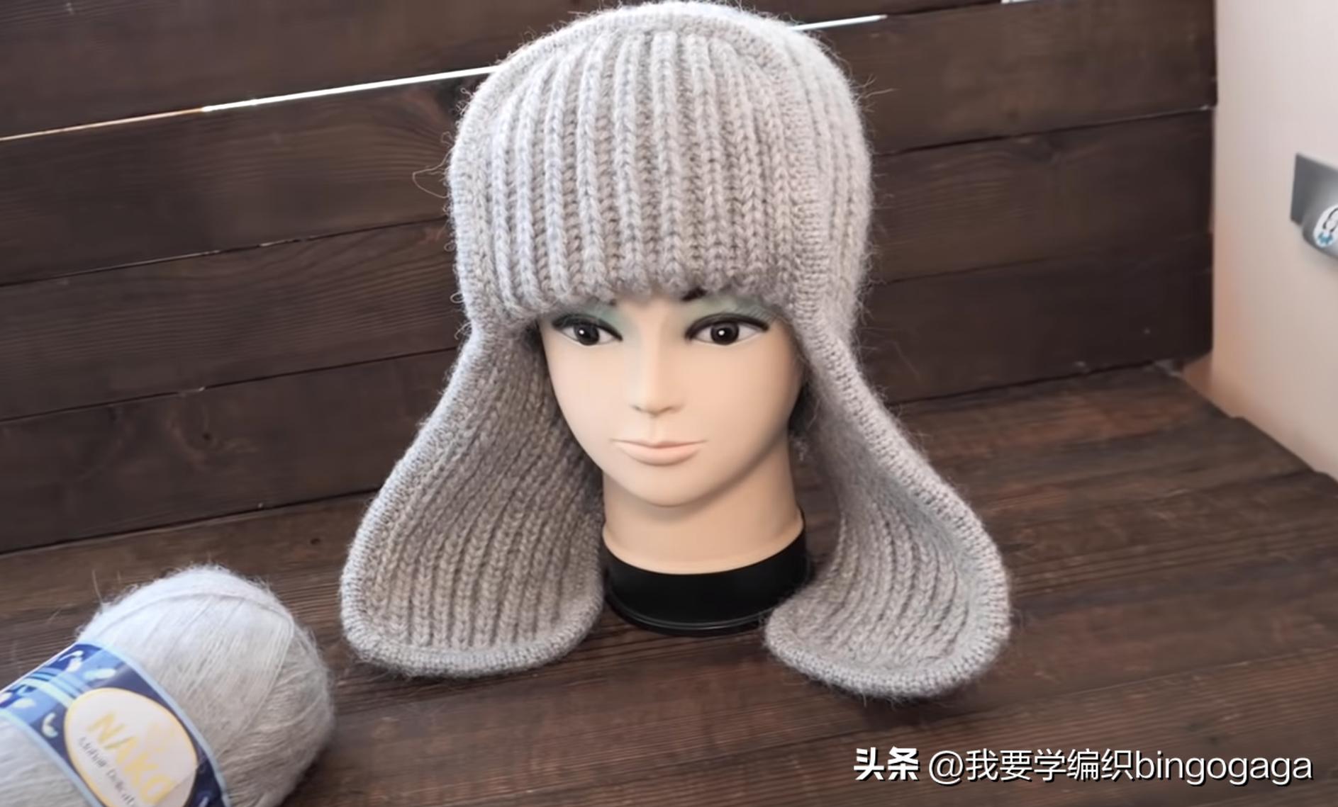 新款兔耳帽风雪帽编织教程,半檐冬季保暖帽编织教程