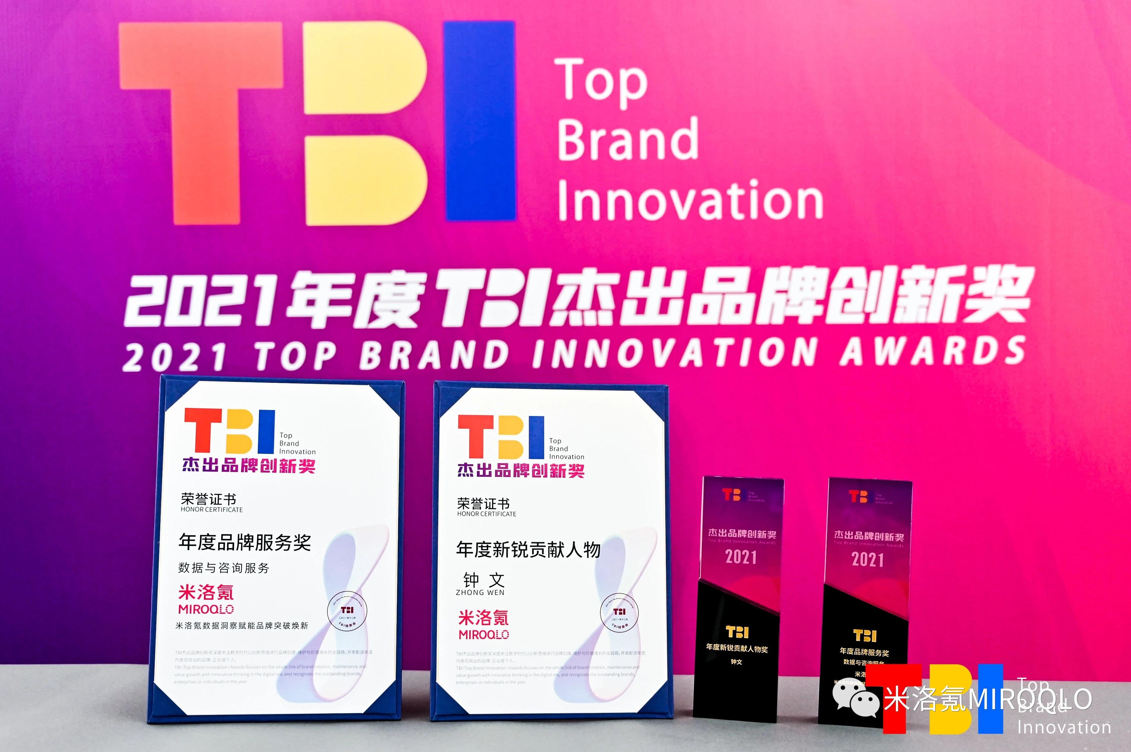 米洛氪MIROQLO荣获TBI杰出品牌创新奖两项殊荣