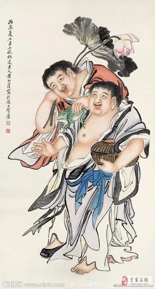 关于和合二仙的传说的画最简单,和合二仙的传说