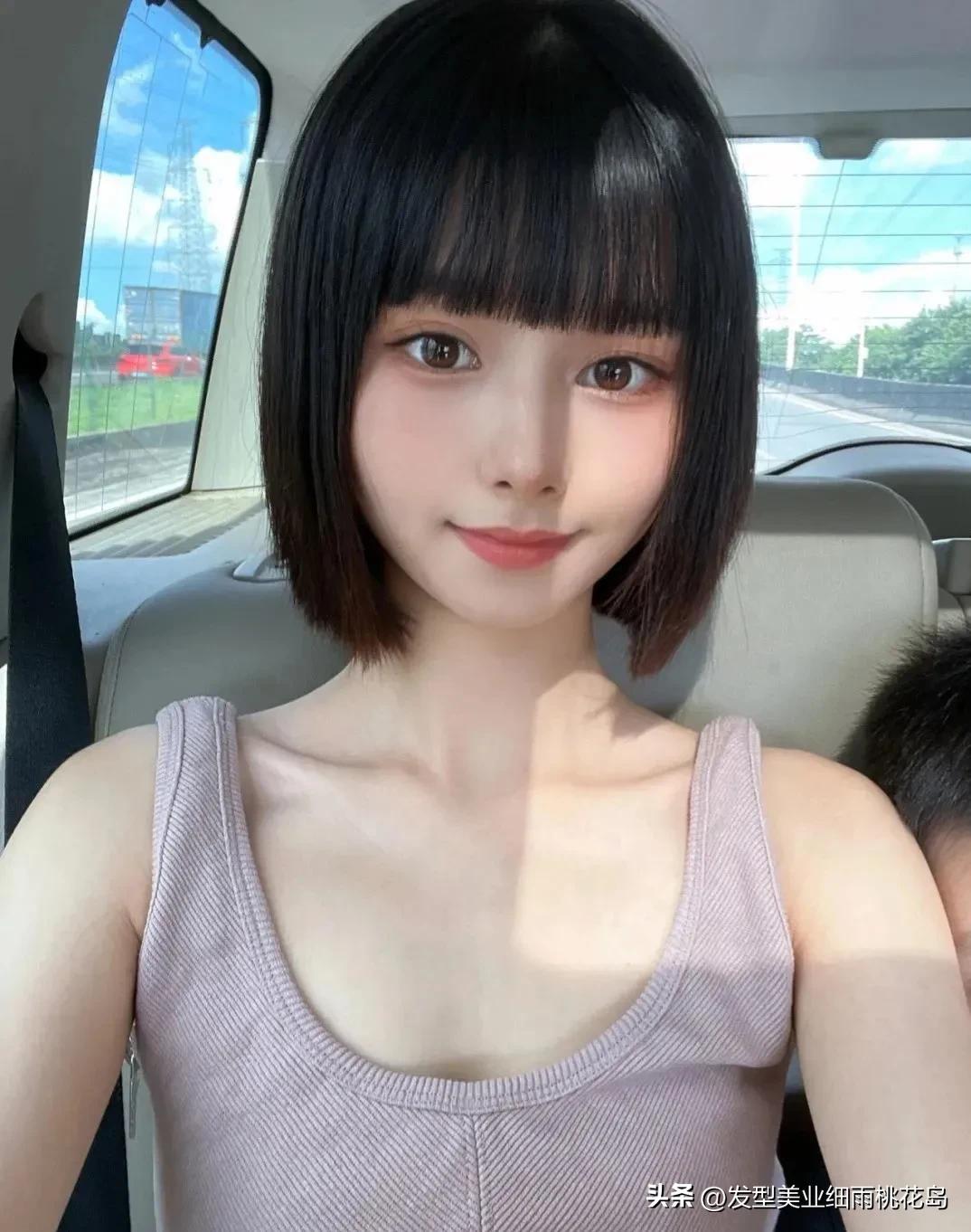 可爱短发女生图片,短发编发学生可爱