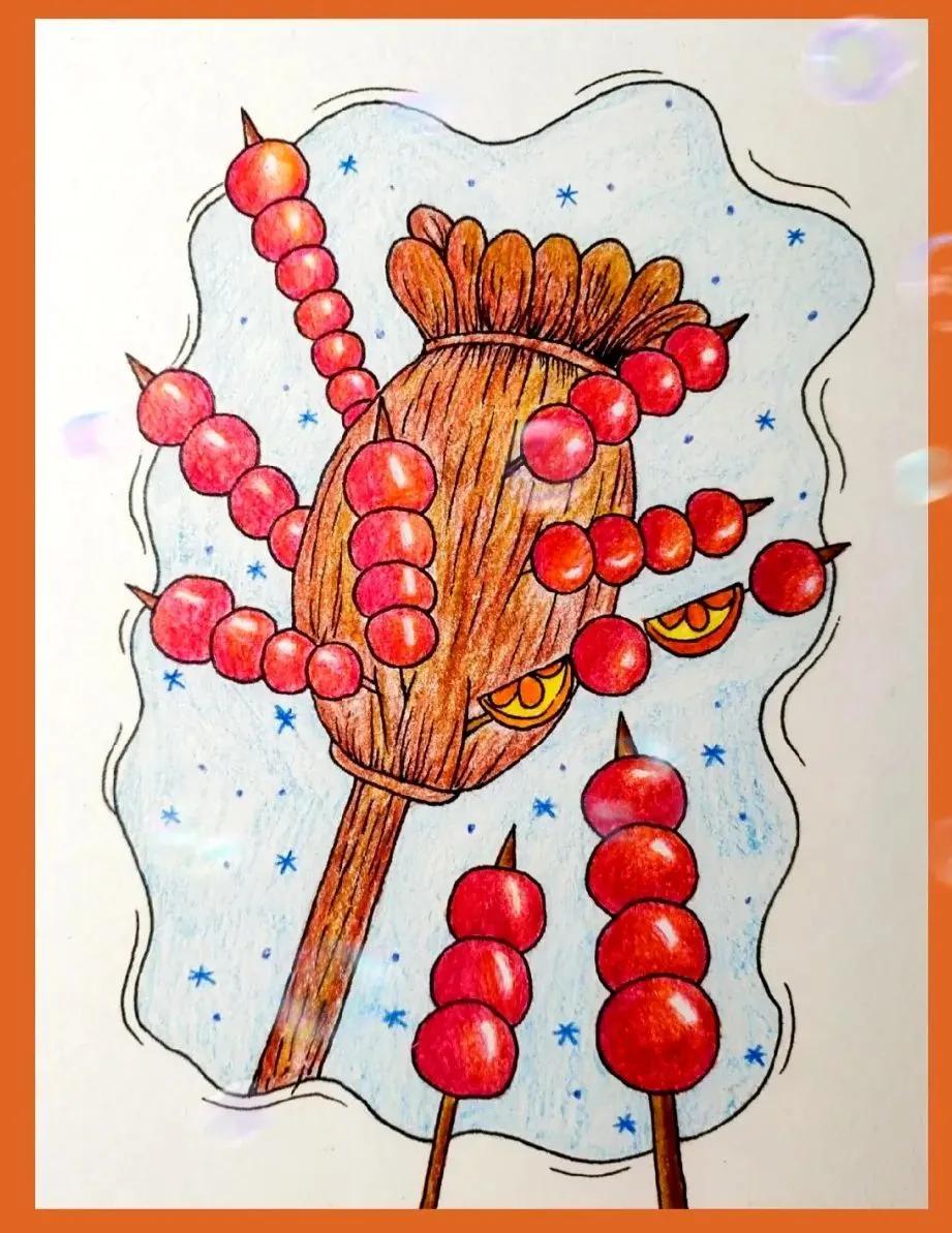 冬天吃的10种美食绘画,餐饮海报创意儿童绘画启蒙