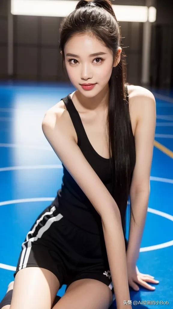 手中拿着篮球ai绘画,打篮球的男生和女生绘画教程