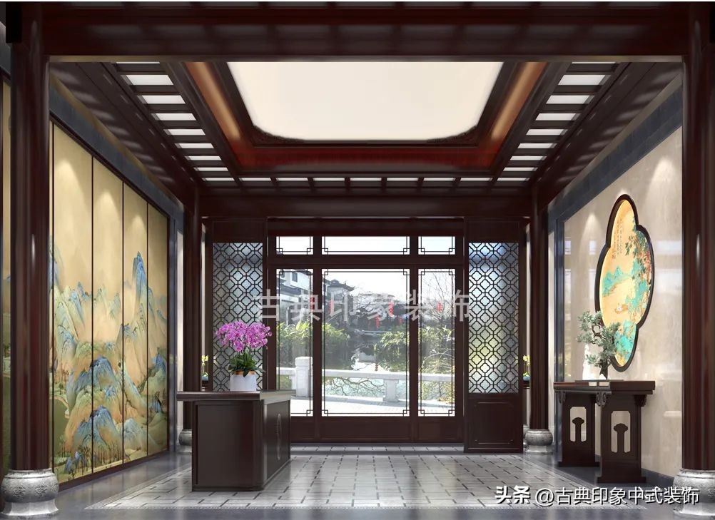 江南风格室内装修设计会所,中式园林会所效果图