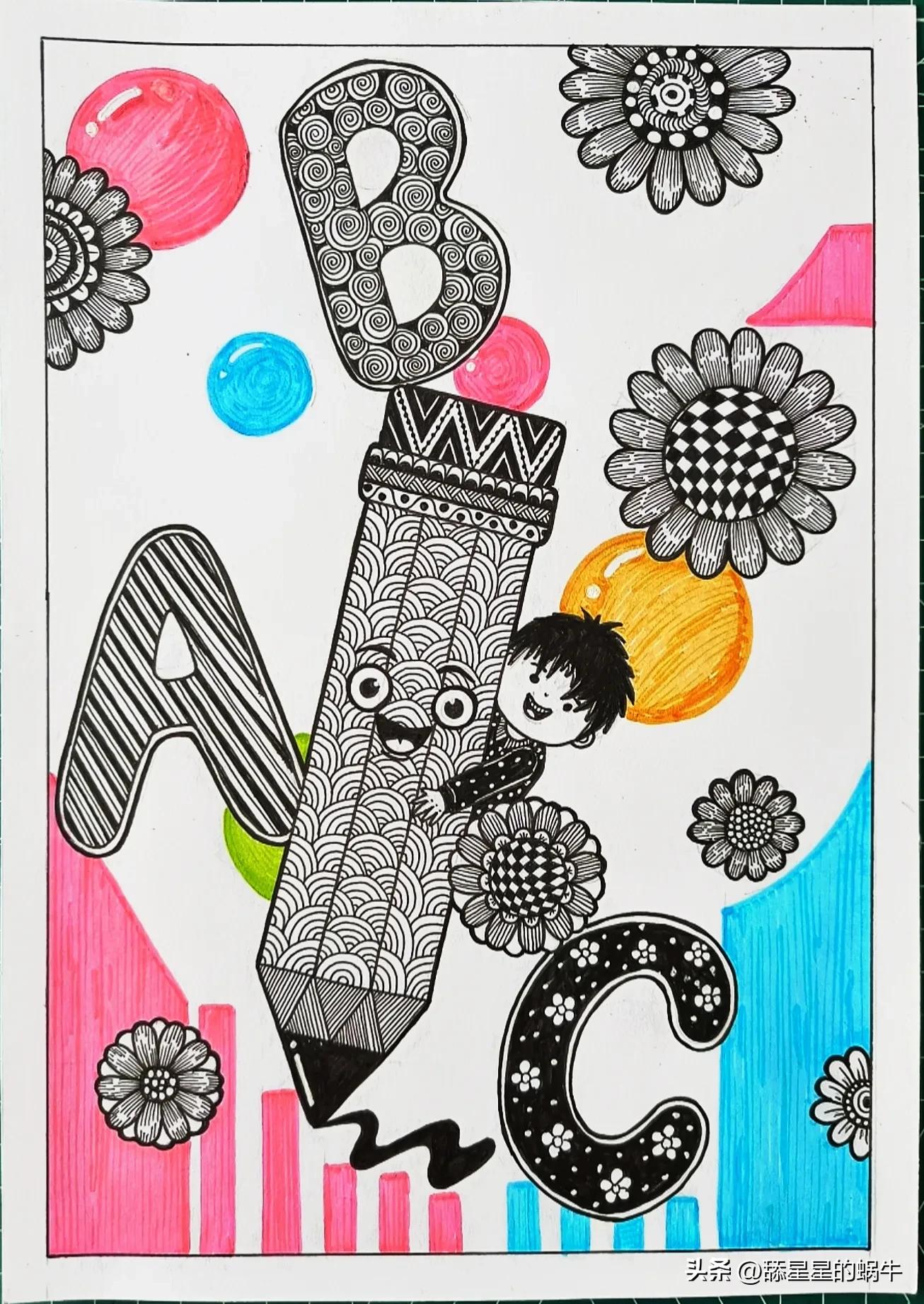 线描画大全精美线描图案合集,创意线描画木偶线描课件教程