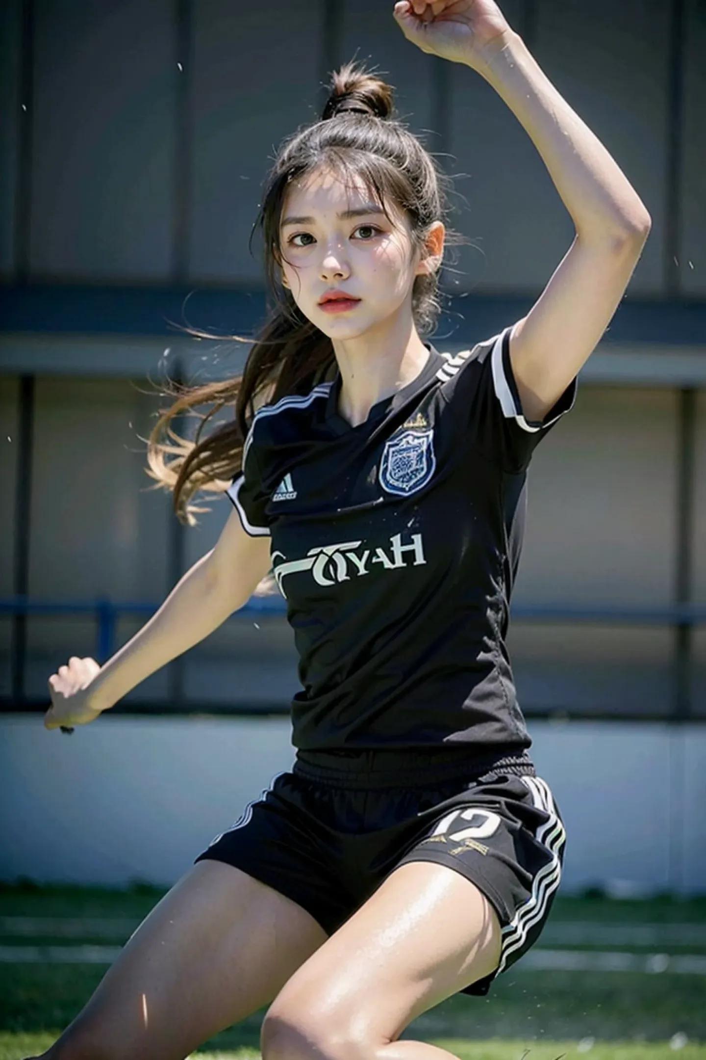 足球场上最美的女孩,足球场上挥洒汗水的少年