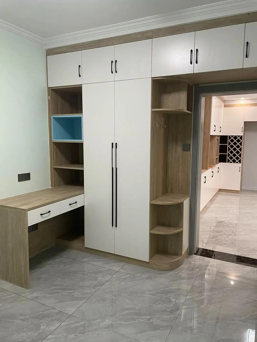 衣柜与学习桌一体效果图,衣柜学习桌一体柜成品