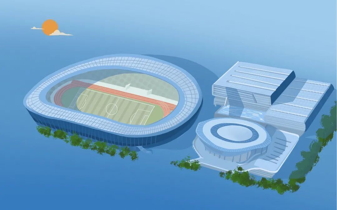 亚运场馆分布图手绘,亚运场馆创意绘画