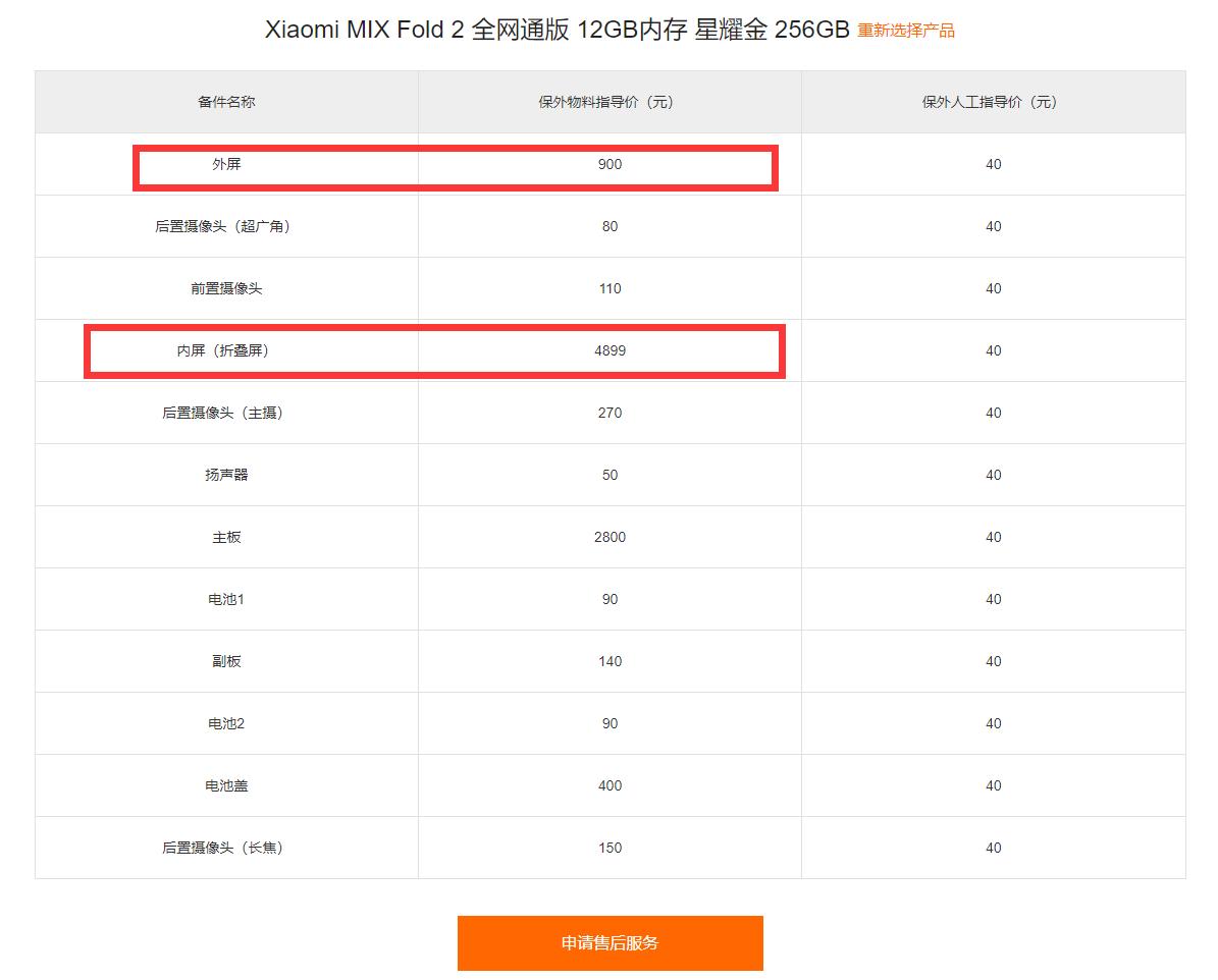 小米mixfold2有没有半价换屏,小米MIXFold2换屏价格