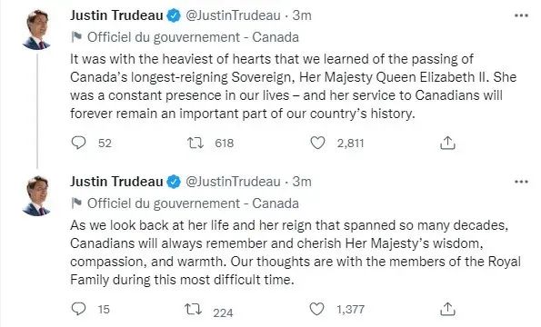 各国悼念英国女王去世,英国全国悼念女王默哀