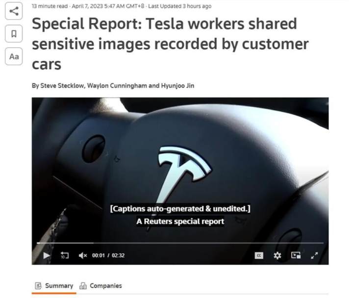 特斯拉透露客户隐私,特斯拉内部员工爆料车主